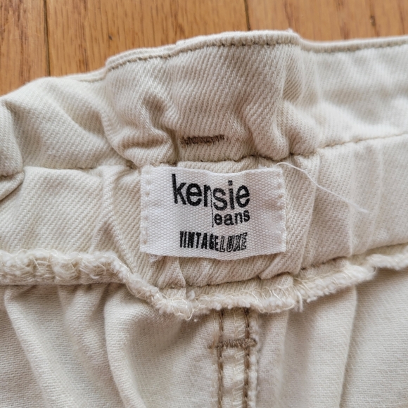 Kensie Cream Paperbag Wide Leg Crop Jeans - Picture 8 of 16